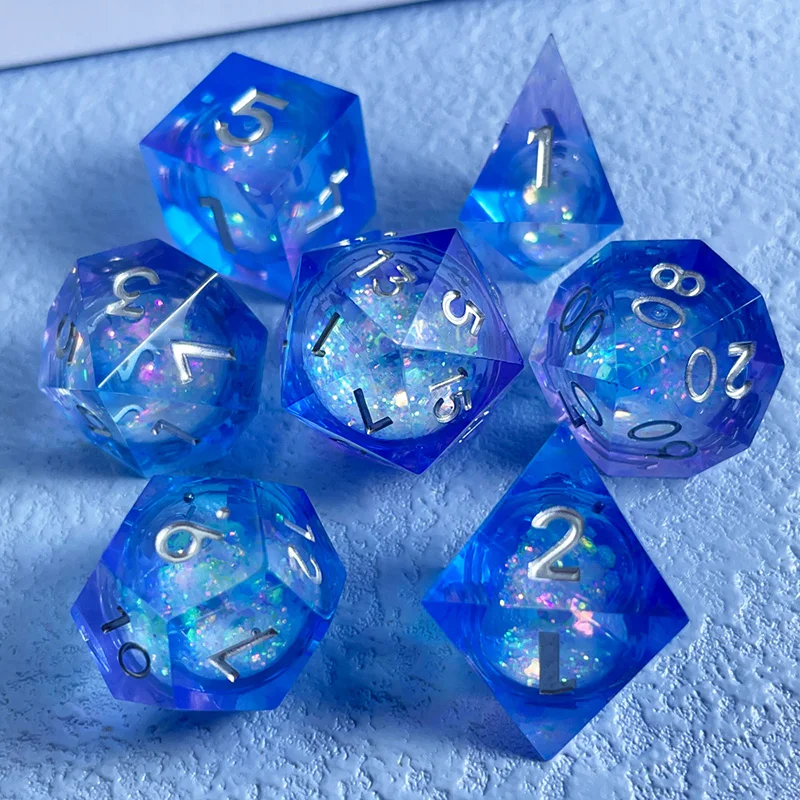 7PCS DND Dice Sets Polyhedral Liquid Quicksand for Dungeons And Dragons RPG Dice For Table Games Boardgame Toys Gift Accessories 4