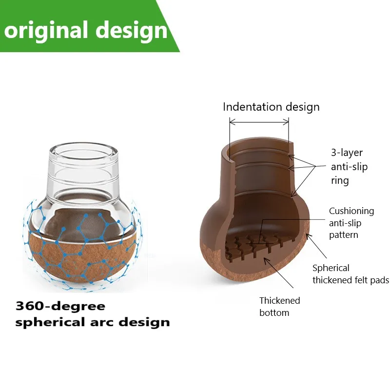 Protetores redondos do assoalho da perna da cadeira de 16 pces, almofadas da mobília para pisos de madeira, controles deslizantes da mobília para pernas da cadeira, tampões de perna de silicone