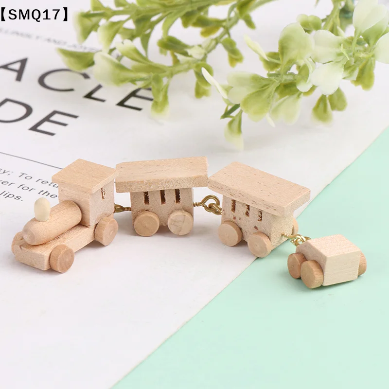 1Pc 1:12 Dollhouse Miniature Wooden Train Simulation Model Toy Doll House Decor【SMQ】