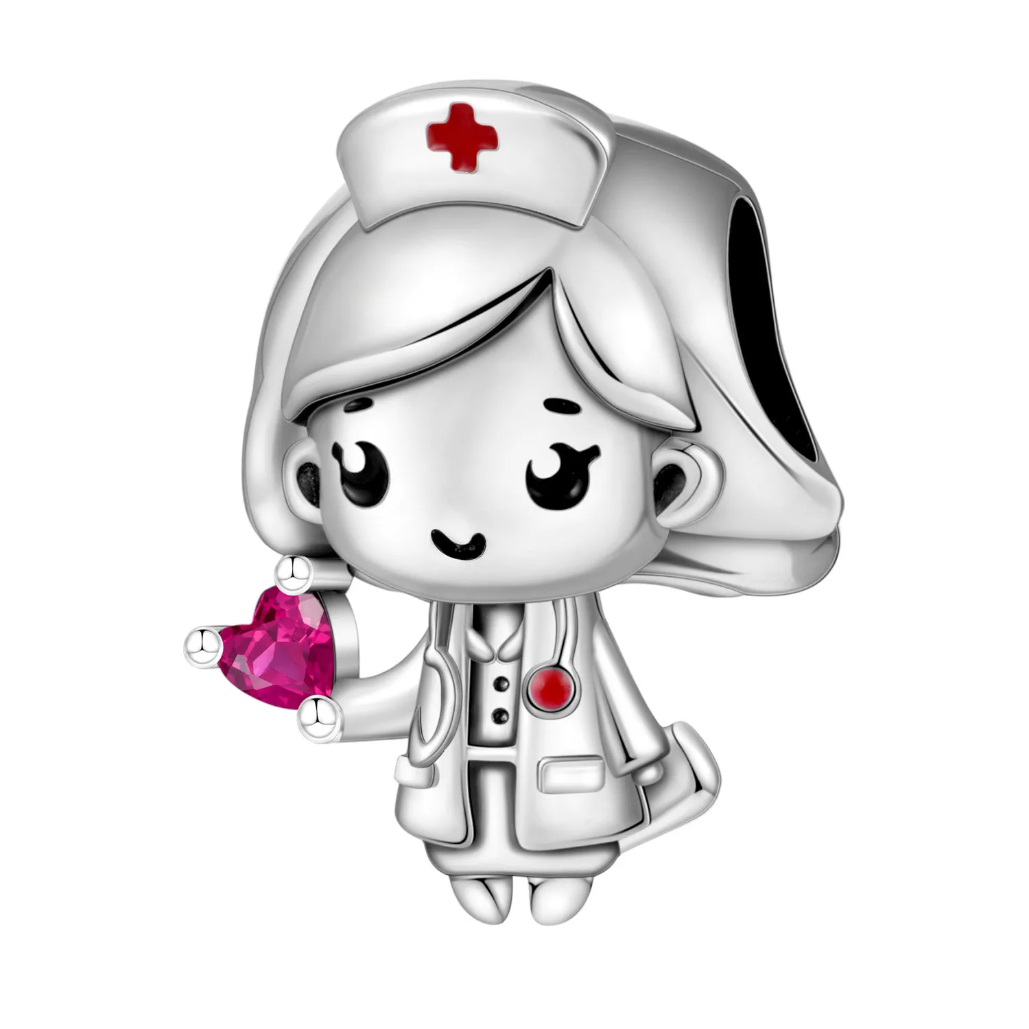 

CYCUFF 925 Sterling Silver Love Nurse Cartoon Character Pendants Bracelet Charms Fit Necklace Jewelry Party Beads DIY Fine Gifts