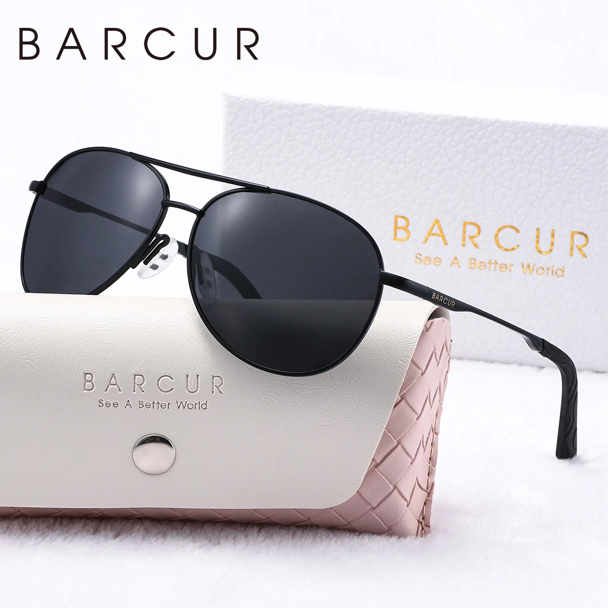 BARCUR Rosa polarisierte Sonnenbrille, leicht, Metall, ovaler Rahmen, blaue Farbverlaufslinse, Damen-Sonnenbrille, Bekleidungszubehör – Detail 8