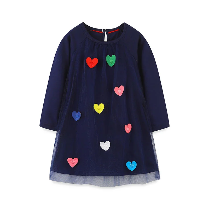 Jumping Meters 2-7T Long Sleeve Girls Dresses For Autumn Spring Pockets Toddler Cute Preppy Birthday Baby Dresses Clothing