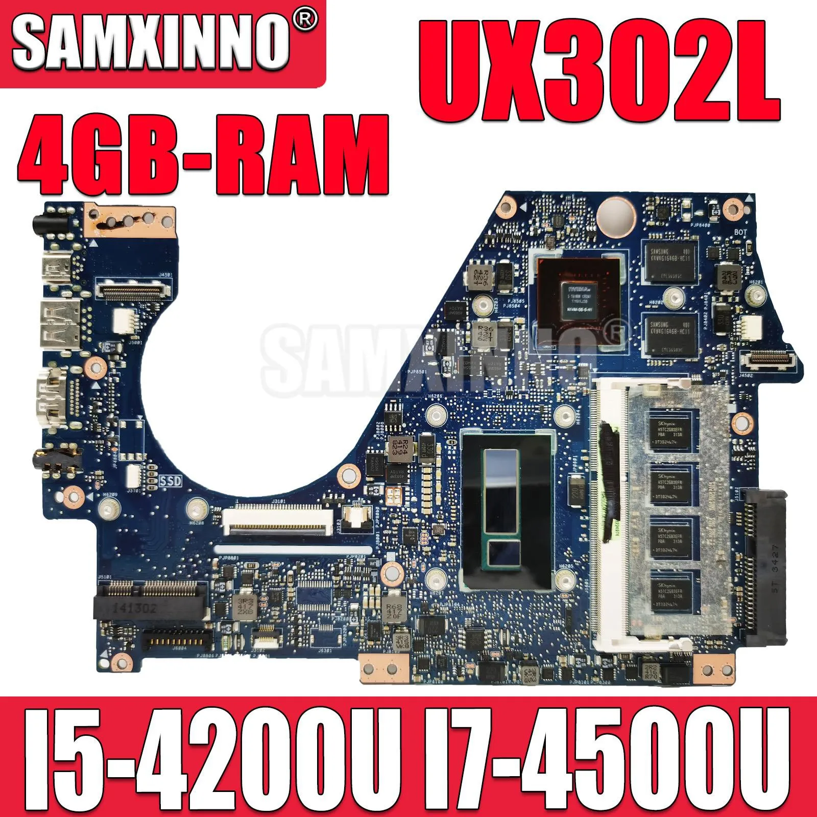 

Материнская плата SAMXINNO UX302L для ноутбука ASUS UX302LN UX302LA UX302LG, материнская плата 2 Гб RAM I5-4200U I7-4500U CPU GT730M-2G UMA