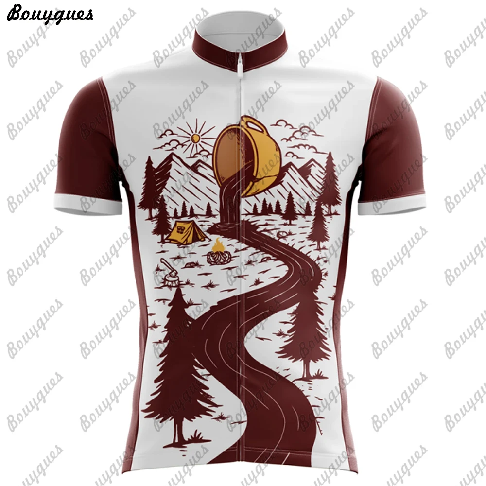 New Coffee Series Men Cycling Jersey MTB Maillot Bike Shirt Downhill Jersey High Quality Team Mountain Bicycle Clothing