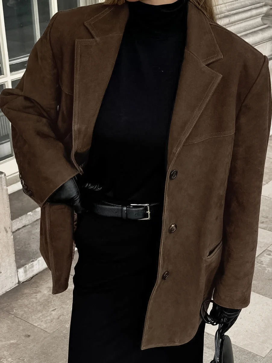 Autunno Casual Loose Fit Lungo Sve Colletto con bottoni Jaet Cappotto di lana da donna Faion in puro colore