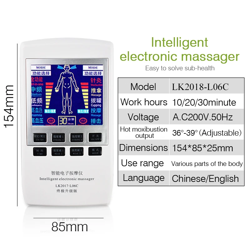 New Electric Muscle Stimulator Tens Ems Acupuncture Body Massager Digital Physiotherapy Massage Tool Electrostimulator