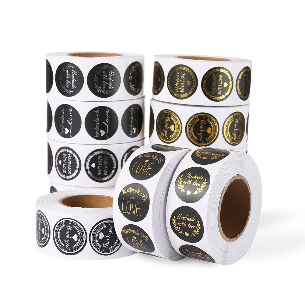 

500pcs Gold Stamping Letter Print Seal Labels Self-Adhesive Stickers Diy Bag Gift Favor Decals Packing Supplies For Cake Box