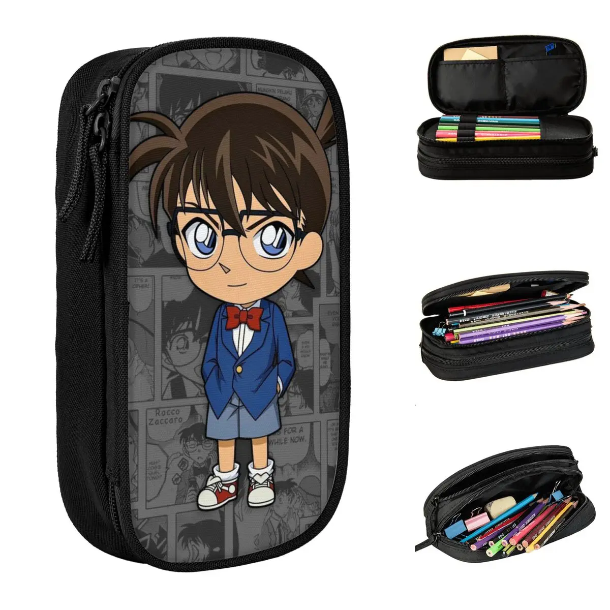 detective conan anime lapis cases edogawa japao lapis cases pen holder grande capacidade bolsas material escolar papelaria 01