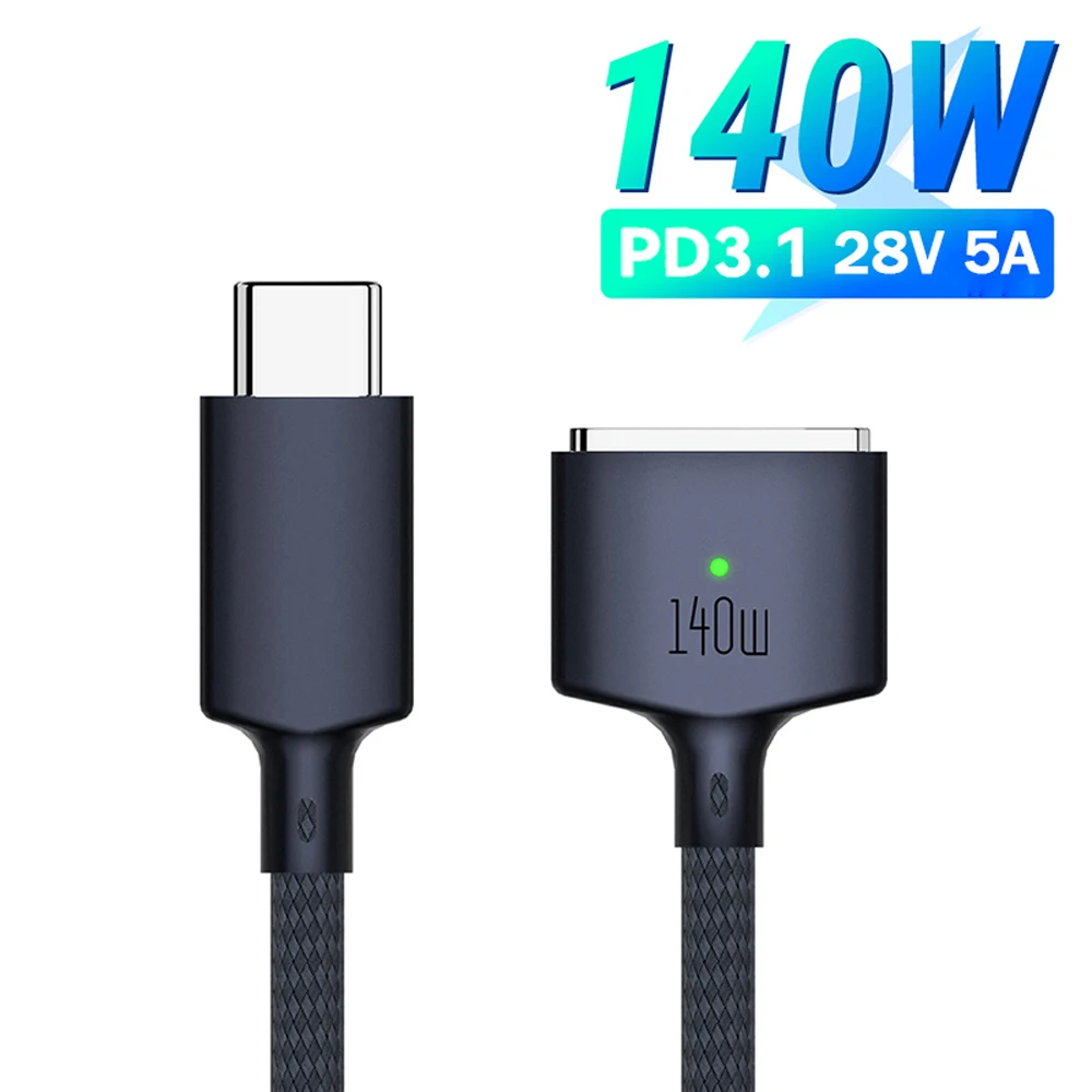 PD 140W USB-C a Mag * 3 cavo magnetico a ricarica rapida per Macbook Pro Air 13 14 16 M1 M2 doppio LED indicatori cavo di ricarica 2M