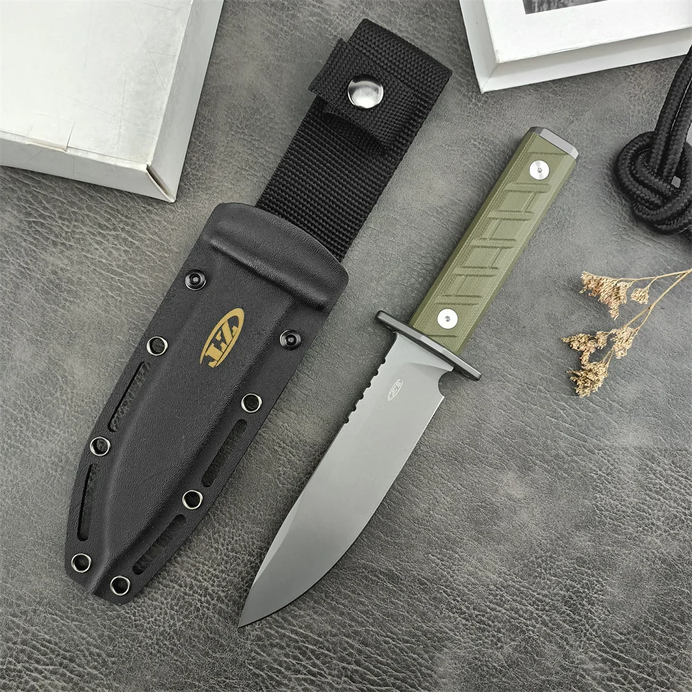 High Hardness 0006 Military Fixed Blade Knife G10 Handle EDC Bushcraft Straight Knife Multifunctional Hunting Camping Tool