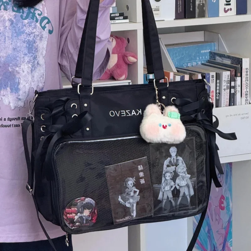 Y2K Korean Itabag Ins Student Class Bag For Girls Transparent Japan Sweet Girl Shoulder Crossbody Bag Large Appetite Itabag New