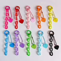 Cute Love Heart Shaped Keychain Pendant Creative Chain Key Ring Simple Fashion Bag Hanging Decoration Accessories Girl Gifts