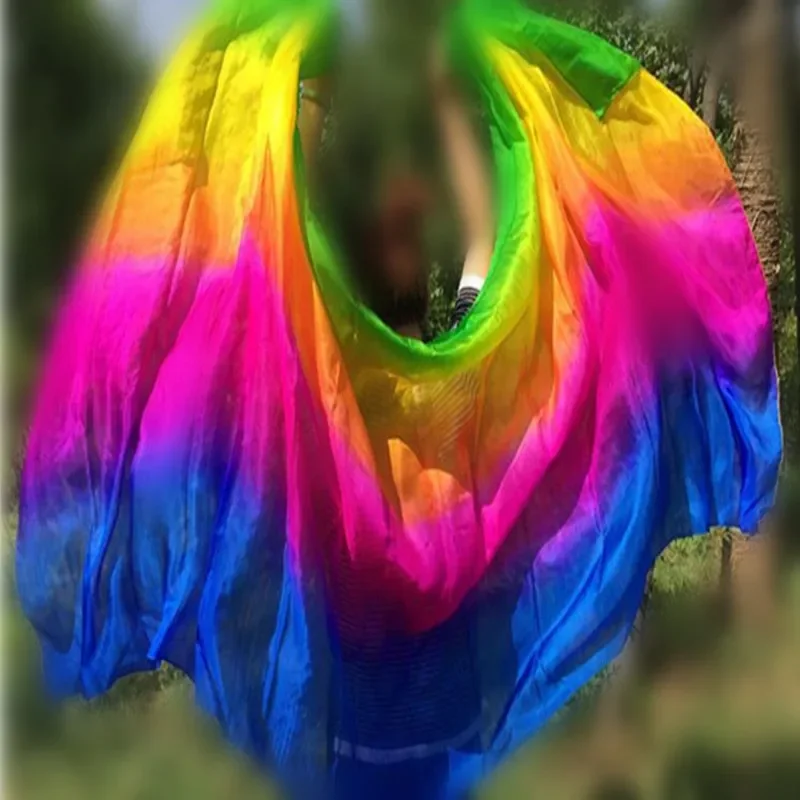 

Customized Belly Dance Silk Veils 200cm 250cm 270cm Hand Thrown Scarf Shawl Yellow Orange Pink Purple Gradient Accessory Adults