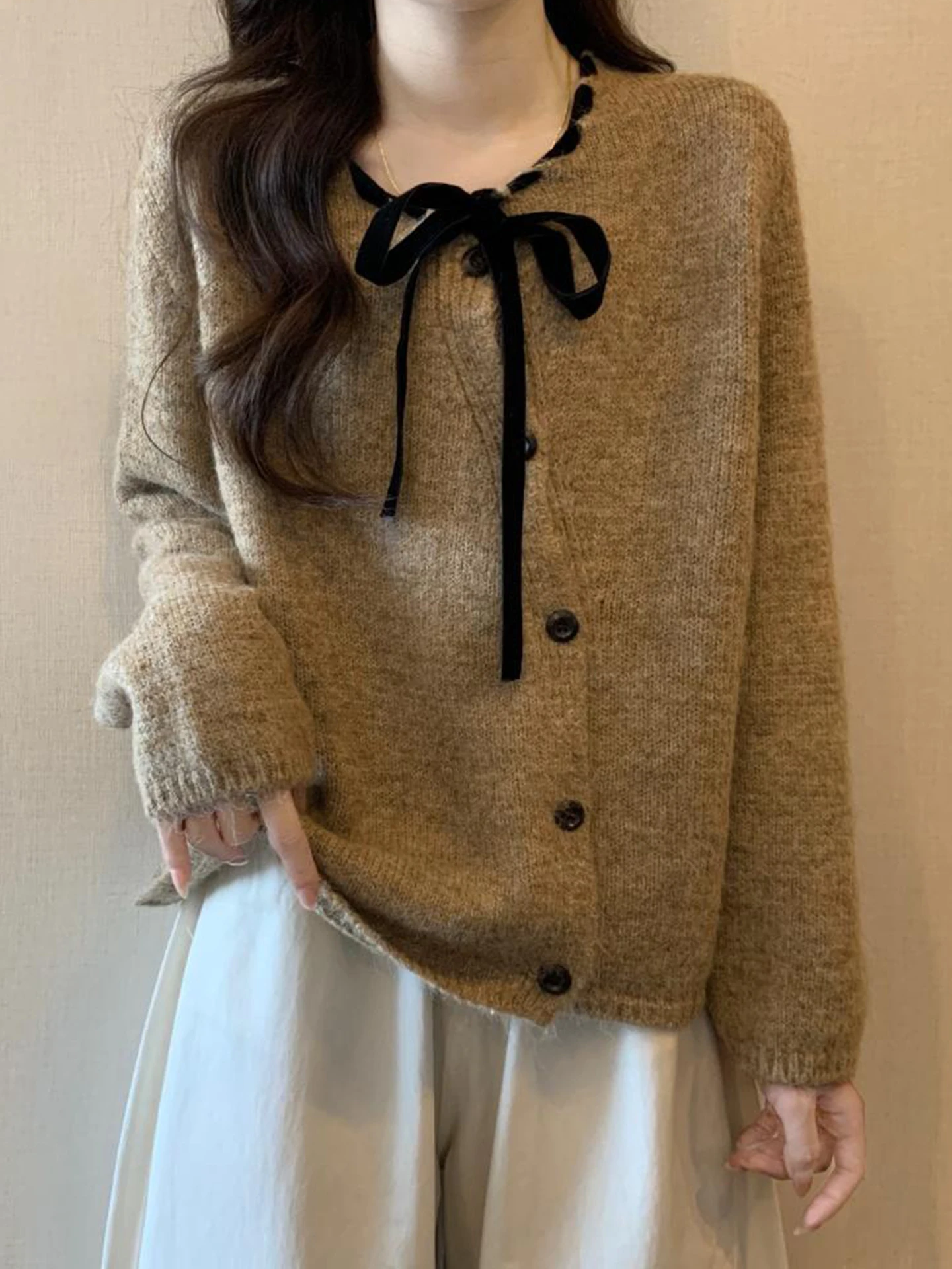 

Korean Sle Knot Belted Knitted Open Cardigan Women's plus Size Lazy Sle Super Beautiful Unique Sweater Jaet