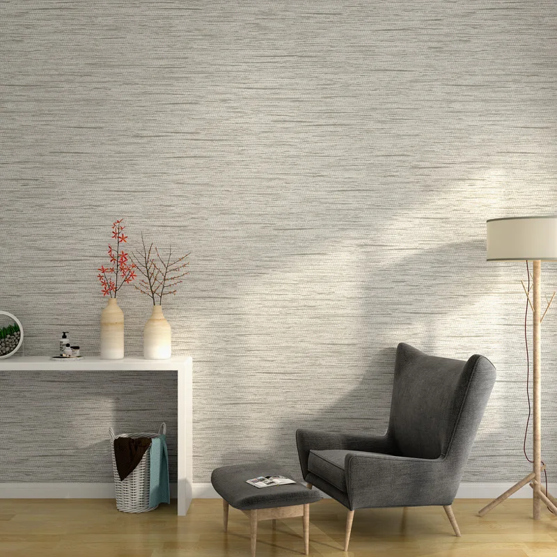 Modern Simple Solid Color Straw Linen Wallpaper Non-woven Grey Wall Paper Roll Living Room Bedroom TV Background Wall Home Decor