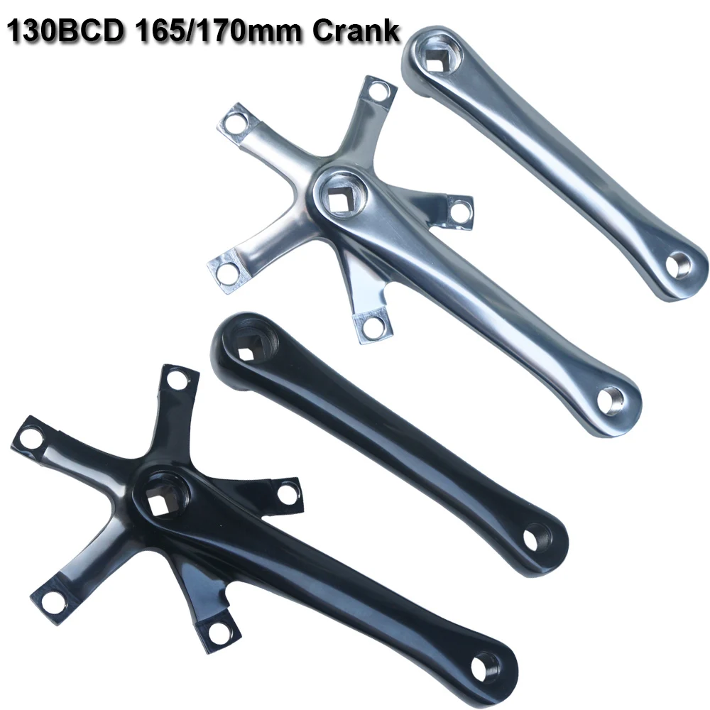 Folding Bike Crank Arm 165mm 170 130BCD Single speed 42T 44T Aluminum Square Taper hole Fixed Gear Bicycle Crankset Chain Ring