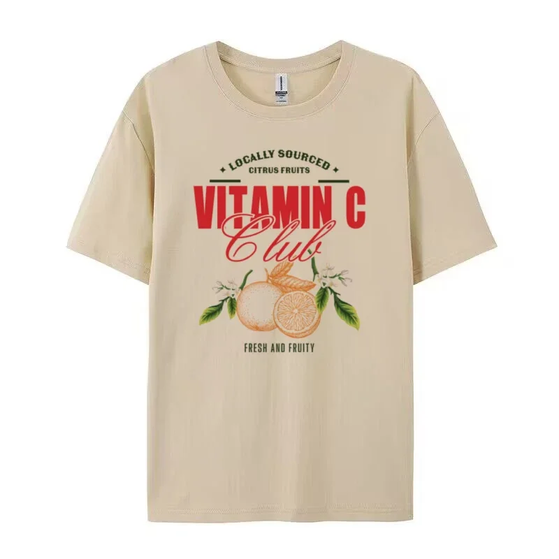 Orange Fruit Women Loose Vintage T-Shirts Cute Aesthetic Botanical T Shirt Retro Citrus Tee Female Summer Cottagecore Clothes