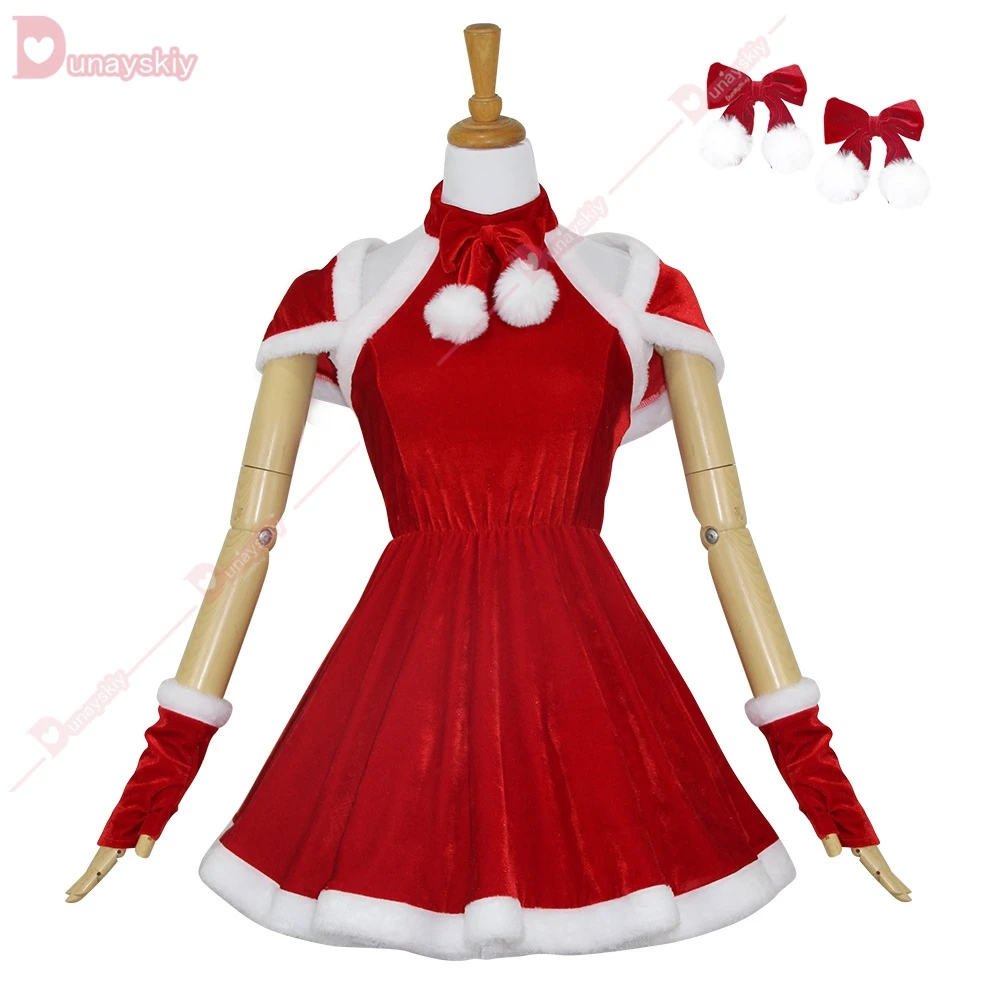 Christmas Female Santa Claus Series Costume Xmas Party Snow Elk Girl Red Dress Cloak Rope Unifrom Sexy Pajamas Cosplay