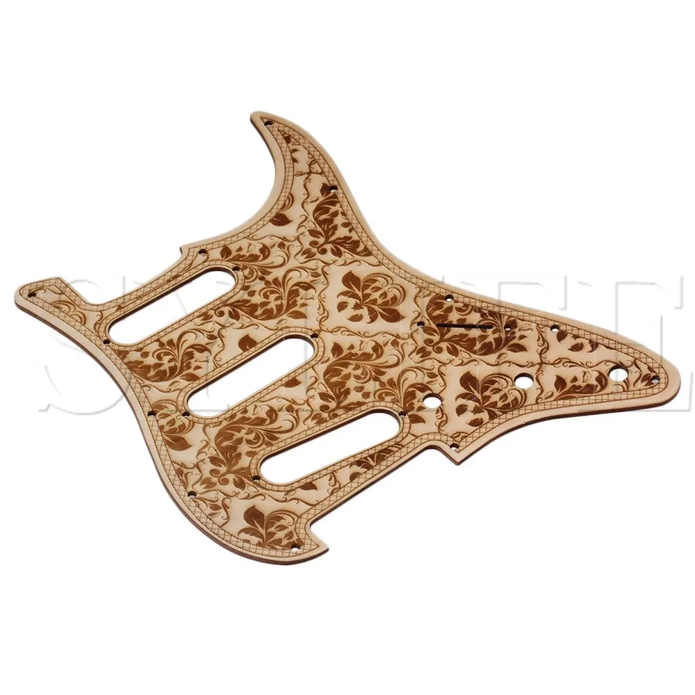 28.2x22.5cm Wood Flower Pattern SSS Guitar Pickguard Replacement