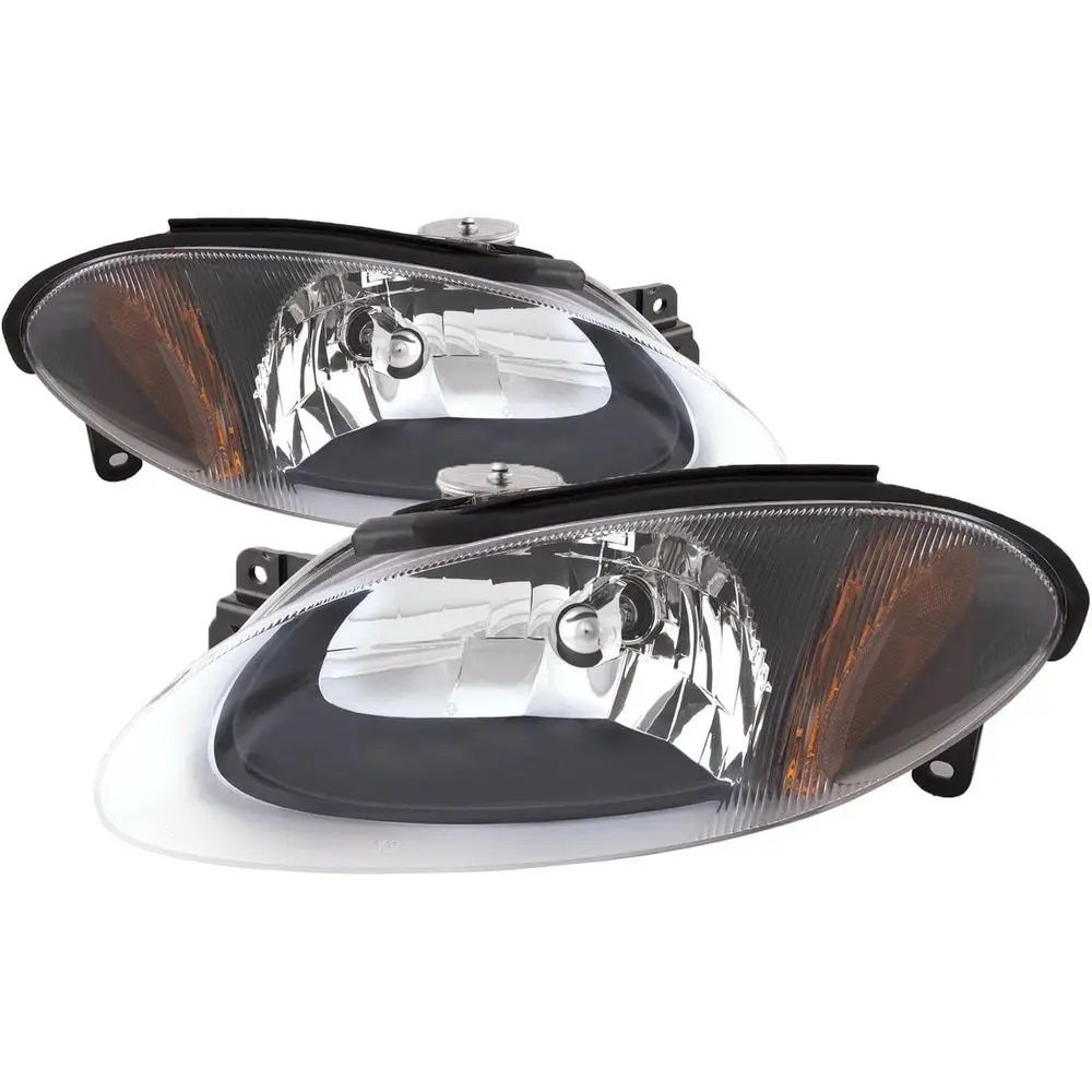 

Headlights Compatible with 1998-2003 Ford Escort ZX2 Coupe Black Housing Headlamps Set Right Passenger And Left Driver Set