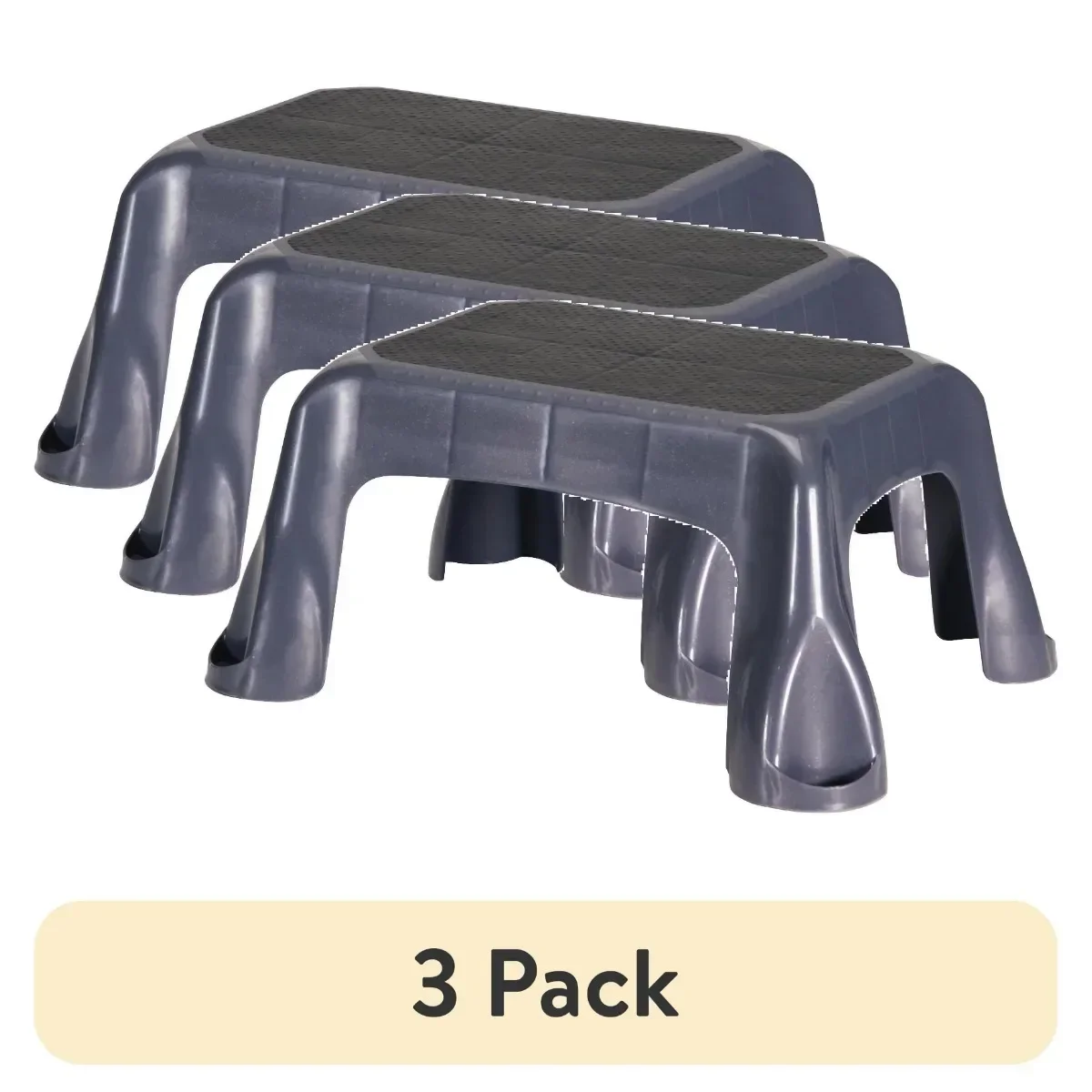 

(3-pack) Plastic step stools with extra-wide, non-slip feet to keep you balanced and stable