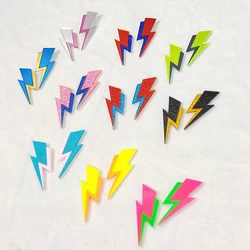 KUGUYS Two Tone Lightning Stud Earrings for Women Glitter Mirror Neon Acrylic Beach Jewelry Summer Accessories