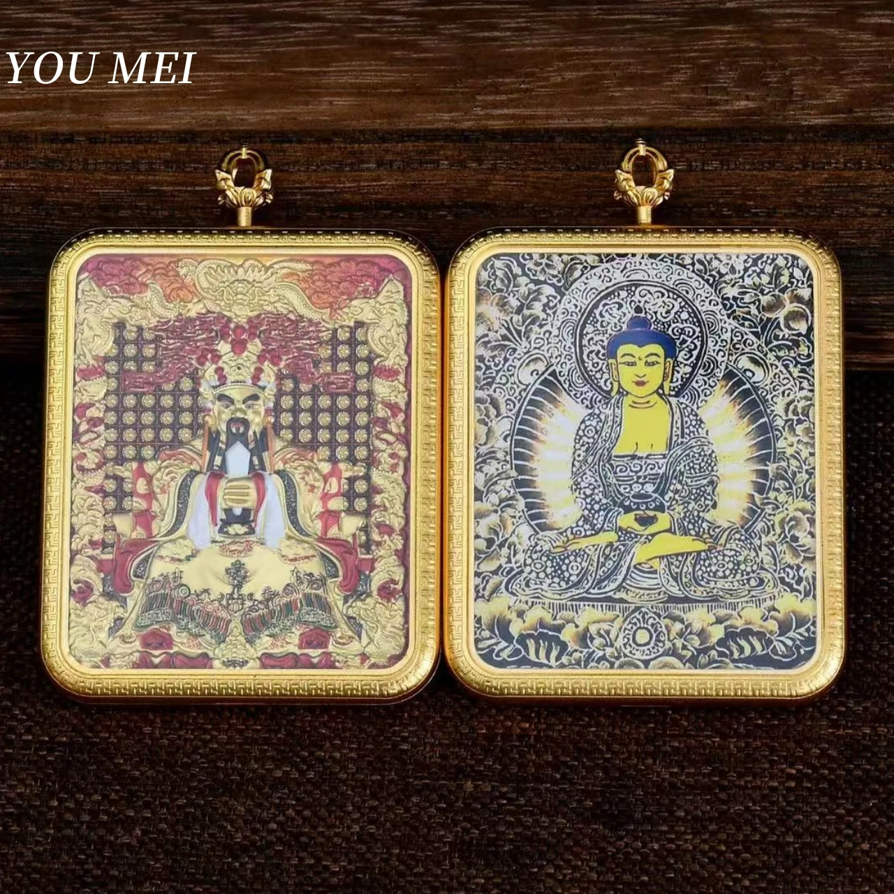 

Tibetan Eight Guardian Deities Thangka Buddha Amulet,Metal Car Center Console Pendant,Exquisite Amulet Trinket Buddhist Item