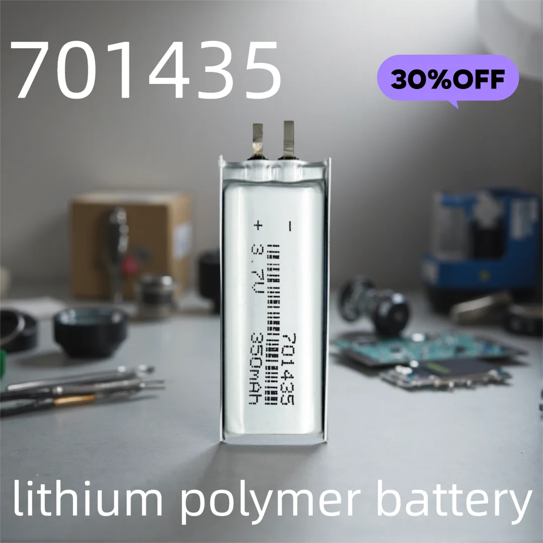 701435 350mAh 3.7V Li-ion Battery High-Energy Rechargeable Cell for Compact Electronics, Wearables, DIY Projects