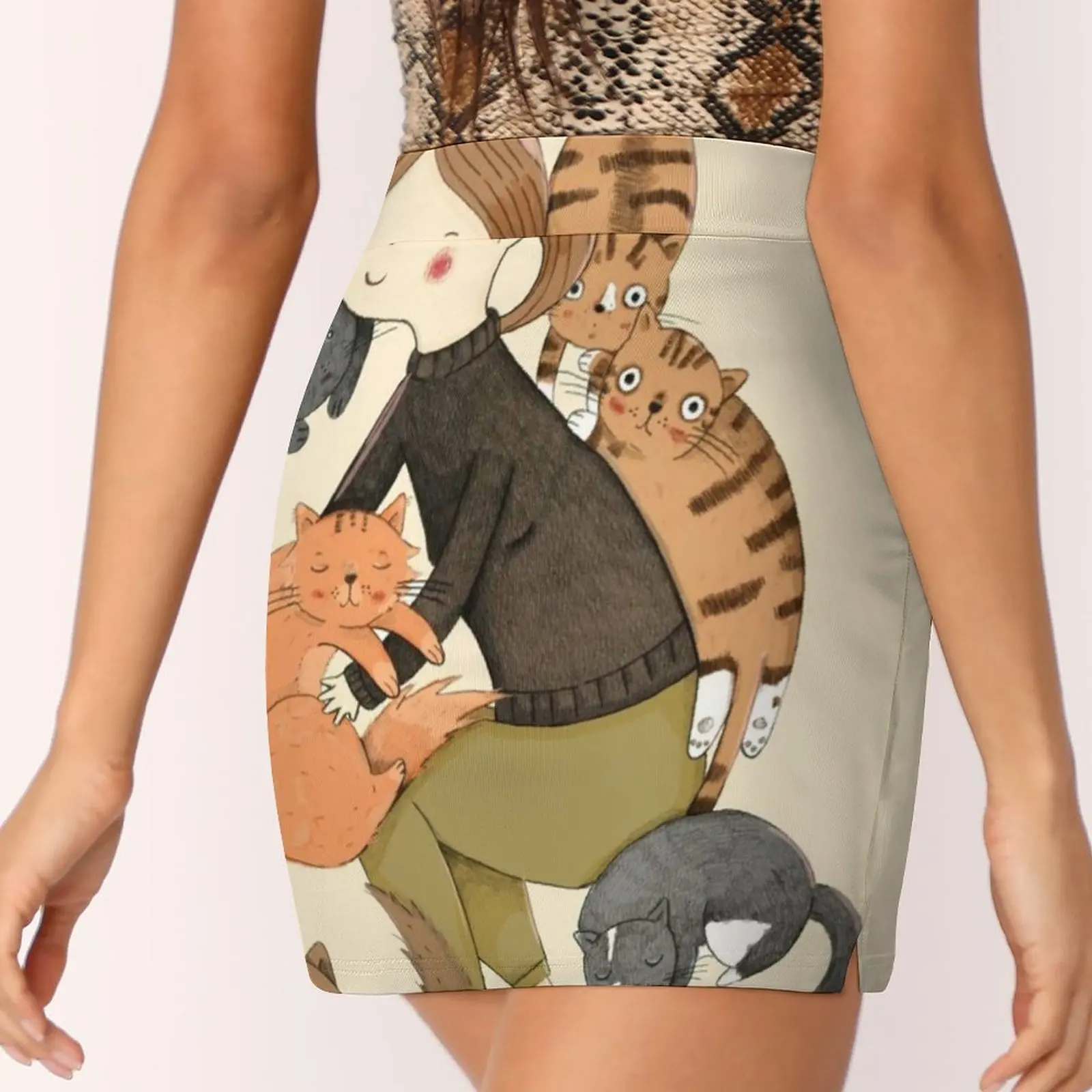 Rok Wanita Cinta Kucing dengan Rok Tenis Saku Tersembunyi Rok Golf Rok Bulu Tangkis Rok Lari Kucing Peliharaan Teman Kucing Ibu Kucing
