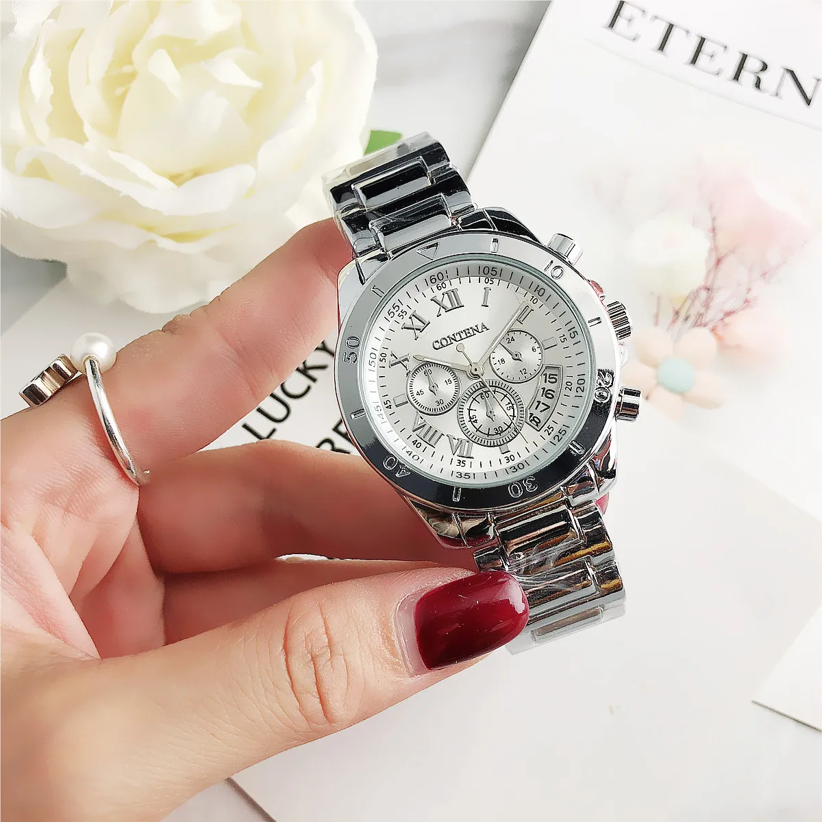 Top Brand Women Watches 2024 CONTENA Luxury Stainless Steel Ladies Quartz Watch Fashion Elegant Wrist Watches Gift For Women