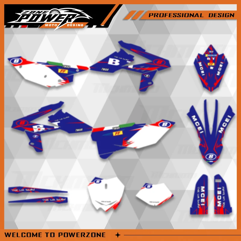 Powerzone For BETA RR 250 300 350 390 430 480 2013-2017 Full Set Graphics Decals Stickers Motorcycle Background Custom Number