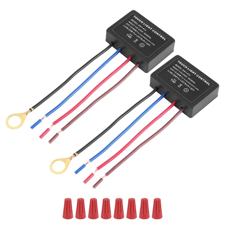 

A24F-Touch Lamp Switch 2 Pack,Touch Lamp Control Module For Dimmable LED,Bulbs,Lamp Switch Replacement Kit With Wiring Caps