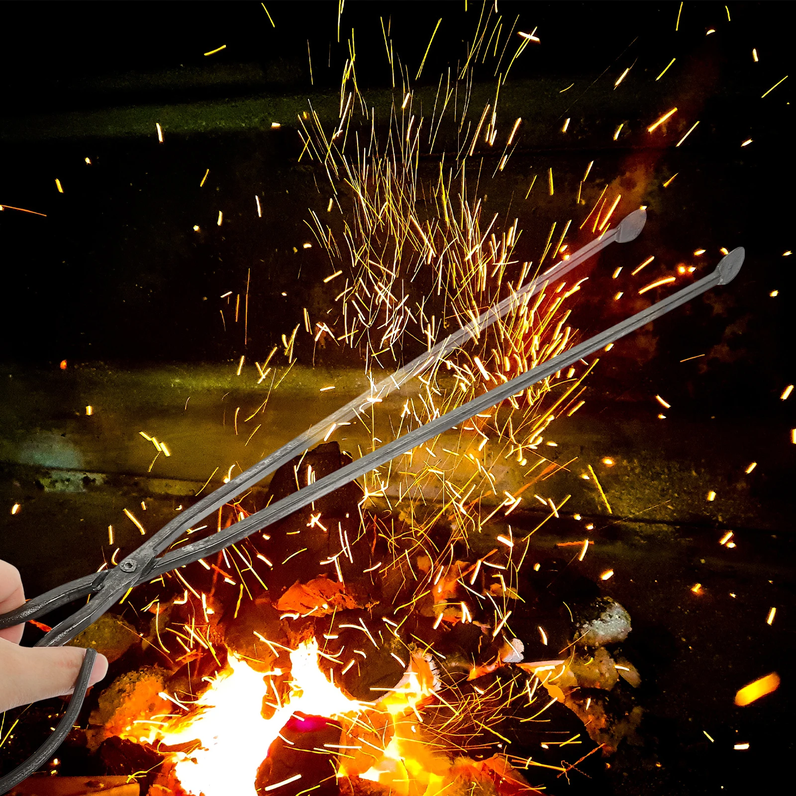 

2Pcs Barbecue Charcoal Tong Long Metal Firewood Clamp Garbage Pickup Tongs for Fireplace Bonfire Grill Accessories