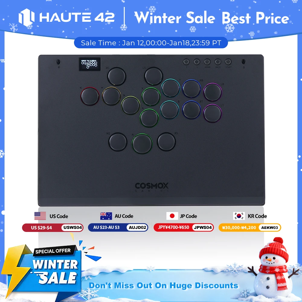 Contrôleur sans levier Hitbox en alliage d'aluminium Haute42 m-ultra pour PC/PS4/PS5/Switch Stickless Hitbox Fightstick Arcade Stick