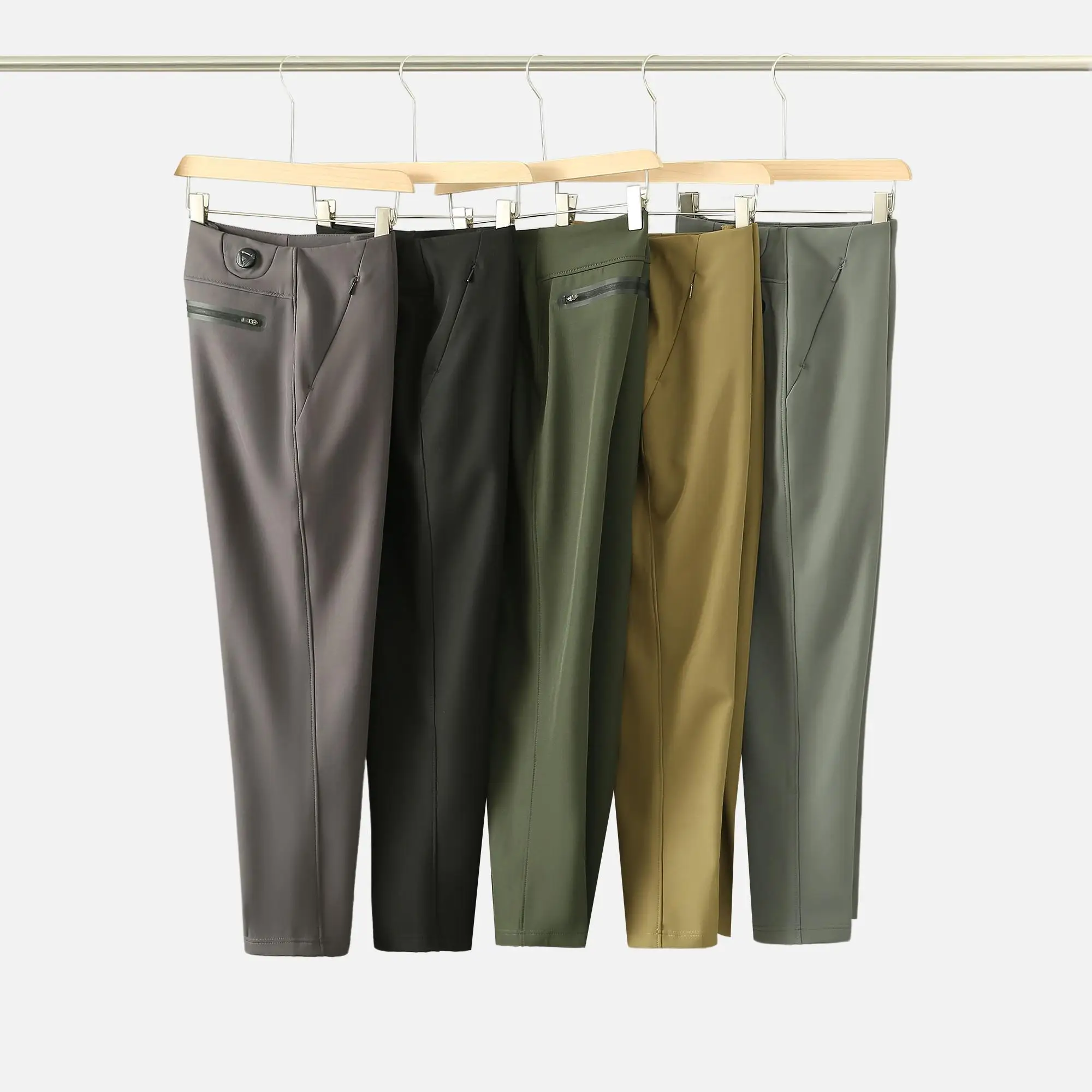 

Outdoor Men's Fce Lined 3D Tailored Pants Adjustable Knob Windproof Waterproof Casual Trousers by FeiQin