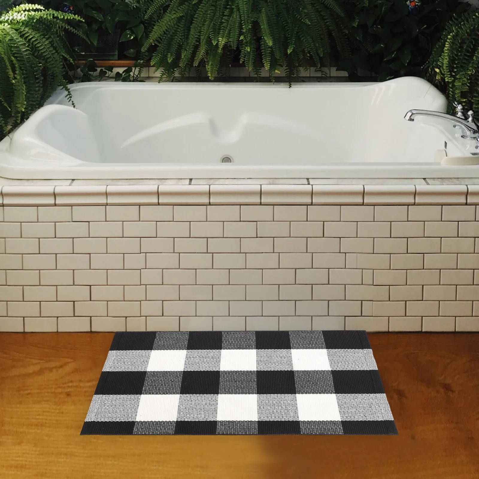 

Bathroom Anti-Slip Floor Mat Cotton Linen Rug Decorative Non-Slip Ground Carpet for Toilet Shower Entryway Home Rug