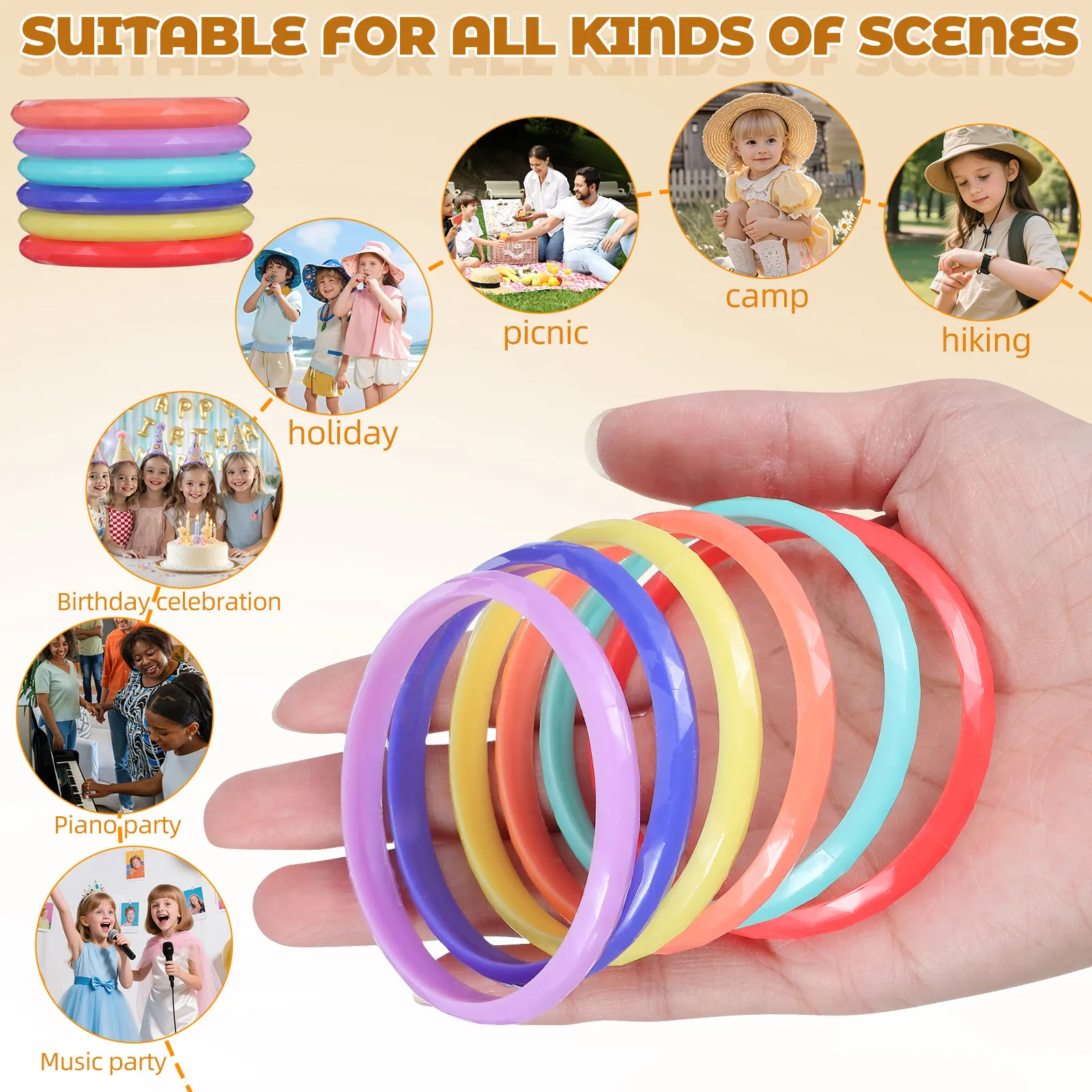 

kids wrist band Thin resin Bangles Set For Women Colorful Bracelets Fashion Trendy New Styles Jewelry Girls Party Accessories