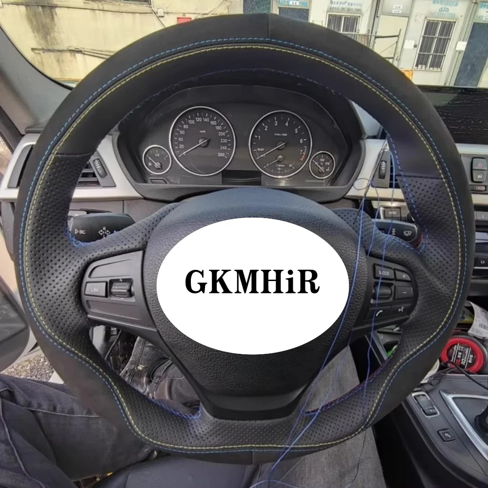 

Customization Car Steering Wheel Braid Cover For BMW F20 F21 F22 F30 F31 F34 Hand Sewing Suede Leather Car Interior Accessories