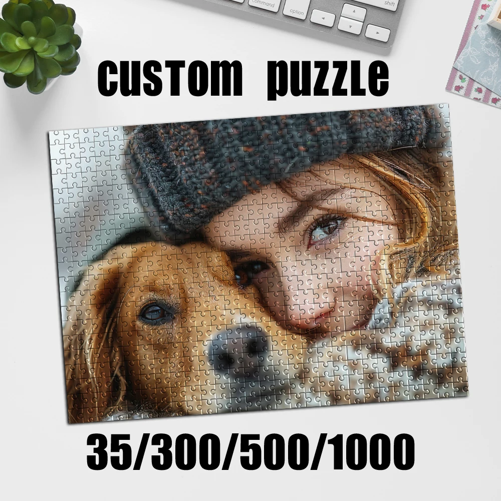 Personalized Custom Photo Puzzle Customize Winter Warm Pet Portrait Theme Puzzle Pet Day, Pet Lovers' Birthday Gifts
