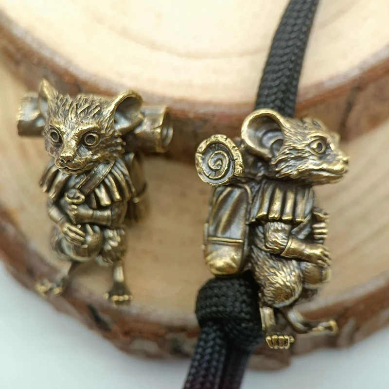 Rat Traveler Brass Knife Beads Animal Mouse EDC DIY Paracord Woven Bracelets Lanyard Pendants Accessories Outdoor Tool Hangings