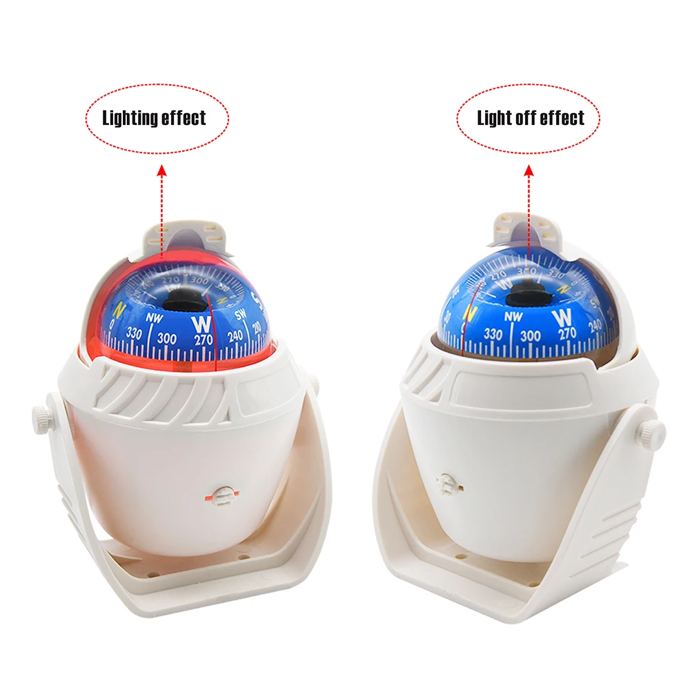 Waterproof Sea Pivoting Marine Compass With Electronic LED Light Boat Compass Guide Marine Boat Navigation Positioning Compass