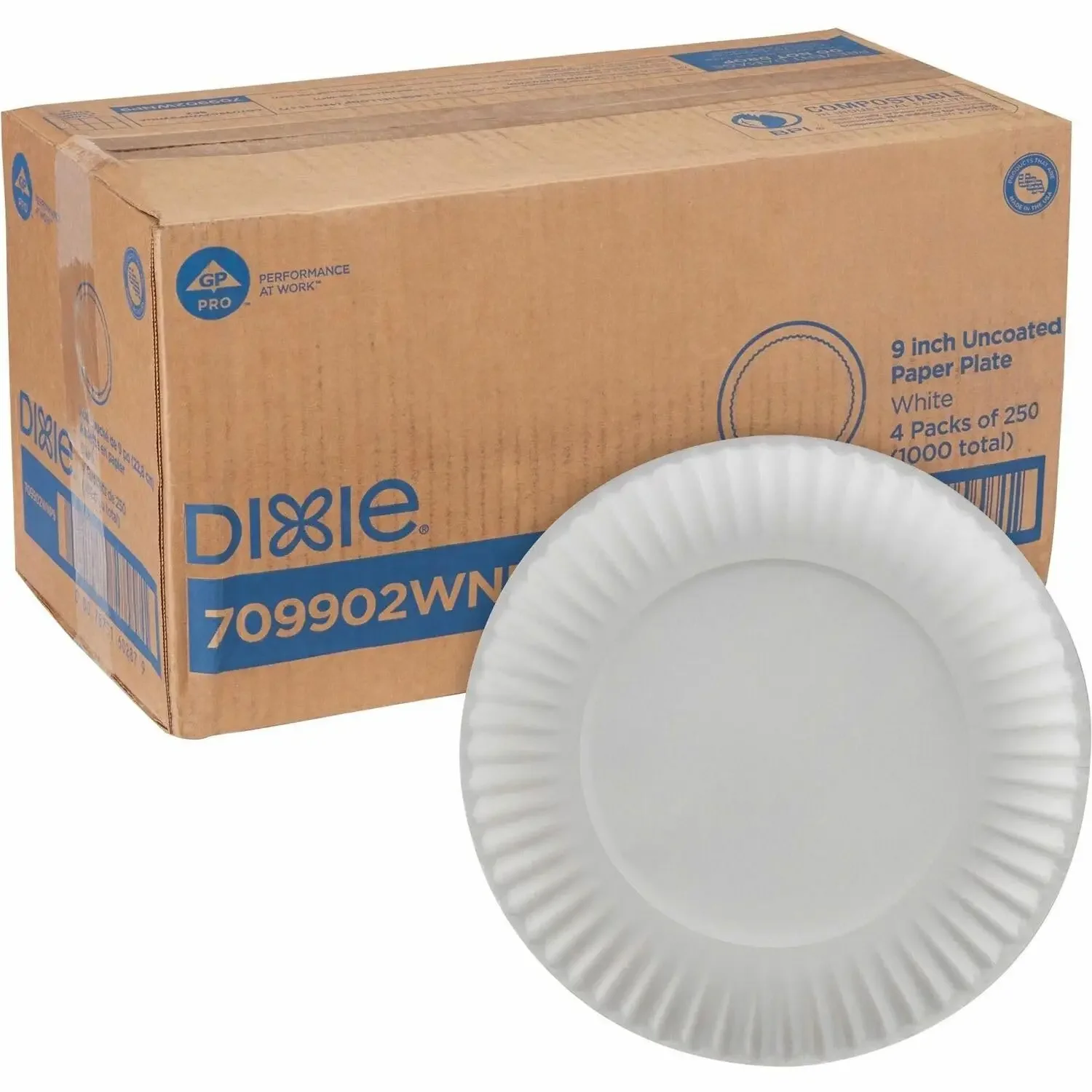 Georgia-Pacific Dixie 9'' Light-Weight Paper Plates by GP PRO (Georgia-Pacific)1,000 Count (250 Plates Per Pack4 Packs Per Case)