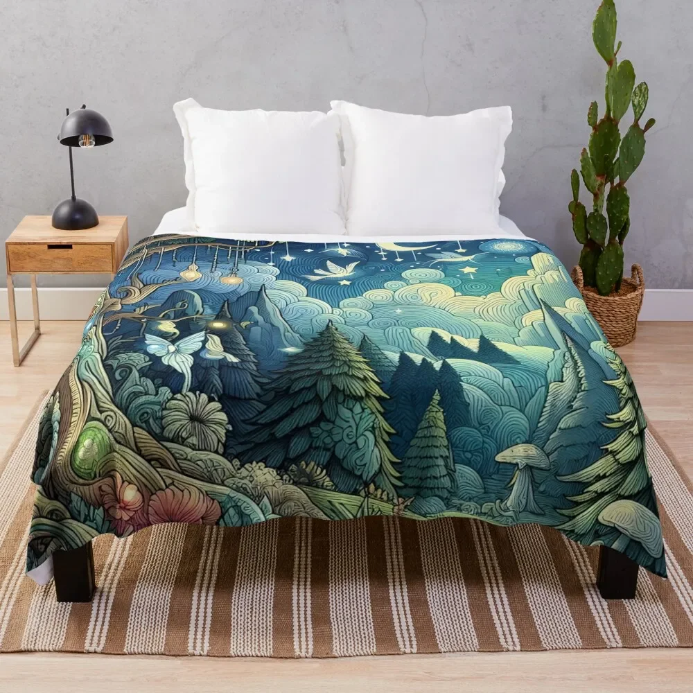 

Twilight Fantasy Forest Throw Blanket Plaid Camping Blankets Flannel sofa bed Shaggy Blankets