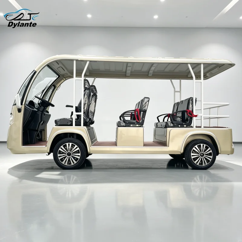 8/11/14 Passenger Open Top Transport Shuttle With Motor 7500W For Resort Villa Park Travel Electric Sightseeing Bus