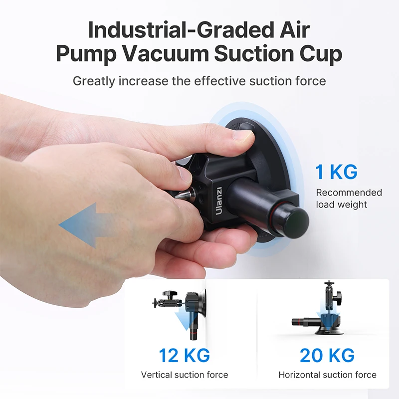 Ulanzi 3 inch/4.5 inch Action Camera Hand Pump Vacuum Suction Cup 1/4\