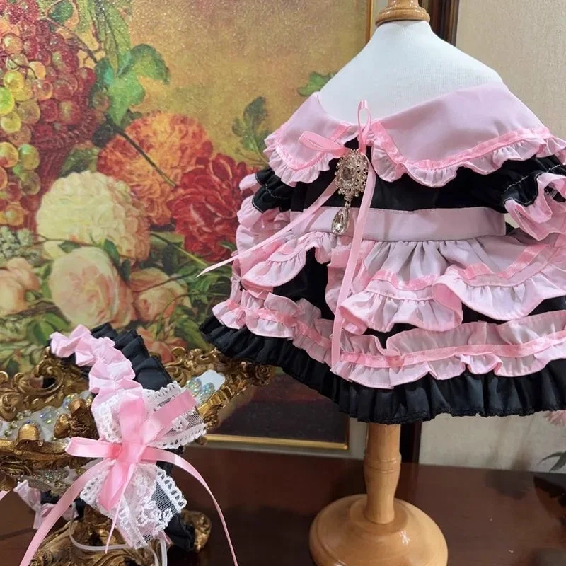 Robe de poupée en coton de 20CM, rose-noir, 10CM 15CM 40CM, vêtements de poupée en coton 50-55cm, vêtements de poupée Reborn