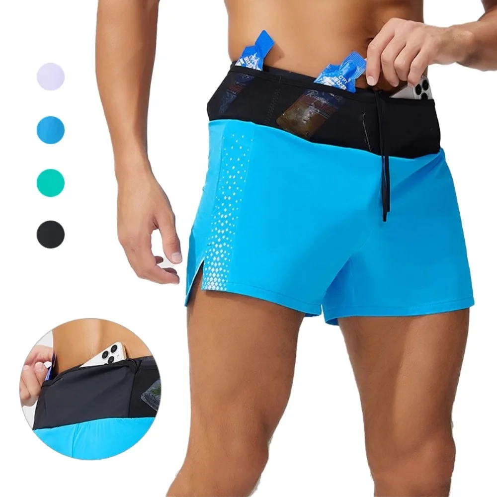 

(S-2XL)Men Marathon Trail Running Shorts 3" Quick Dry Double-Layer Wrap Pouch&Reverse Pocket Lightweight Athletic Workout Shorts