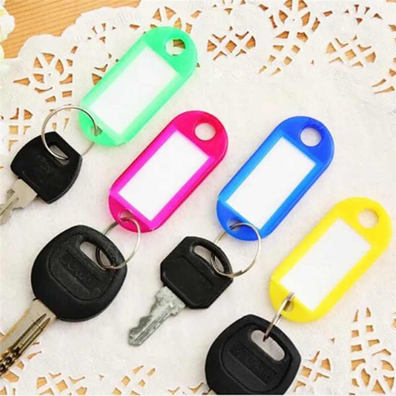 30Pcs/Set Colorful Plastic Key Fobs Language ID Tags Labels Key Rings Name Tags With Split Ring For Baggage Key Chains Key Ring