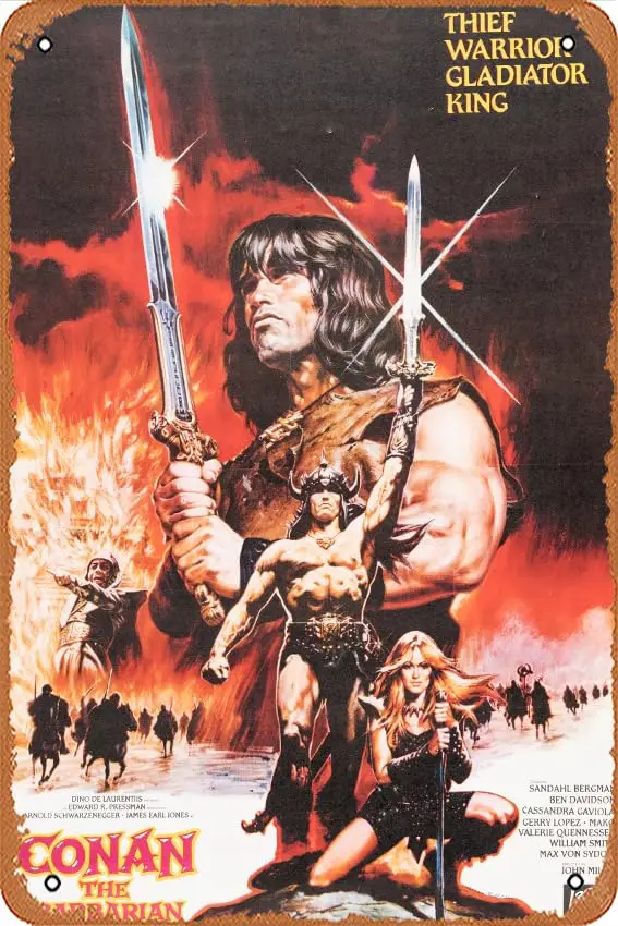 Metal Sign Tin Sign Conan the Barbarian Movie Poster Wall Decor Decorative Sign Iron Painting for Yard Garage Man cave 8X12 INCH