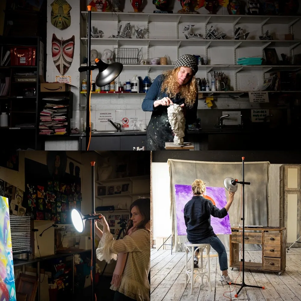 Lampada da studio 2-6,000 Lux LED con 95+ CRI, paralume largo 24 cm